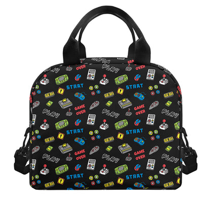 Video Game Gadgets Pattern Print Insulated Lunch Bag