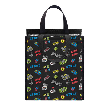 Video Game Gadgets Pattern Print Insulated Lunch Tote