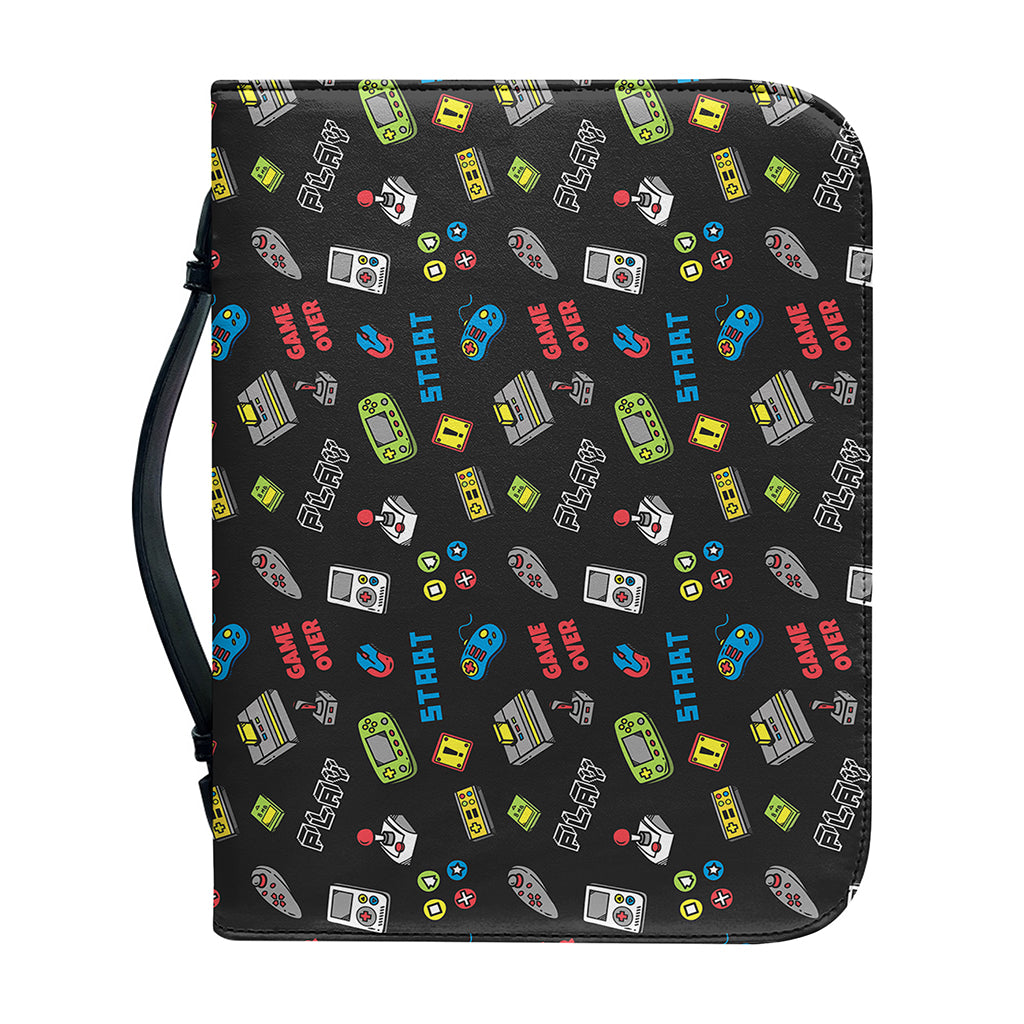 Video Game Gadgets Pattern Print Leather Bible Cover