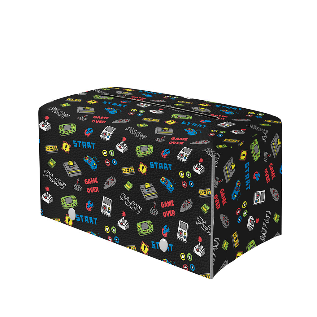 Video Game Gadgets Pattern Print Leather Tissue Box Cover