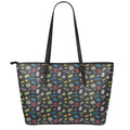 Video Game Gadgets Pattern Print Leather Tote Bag With Zipper