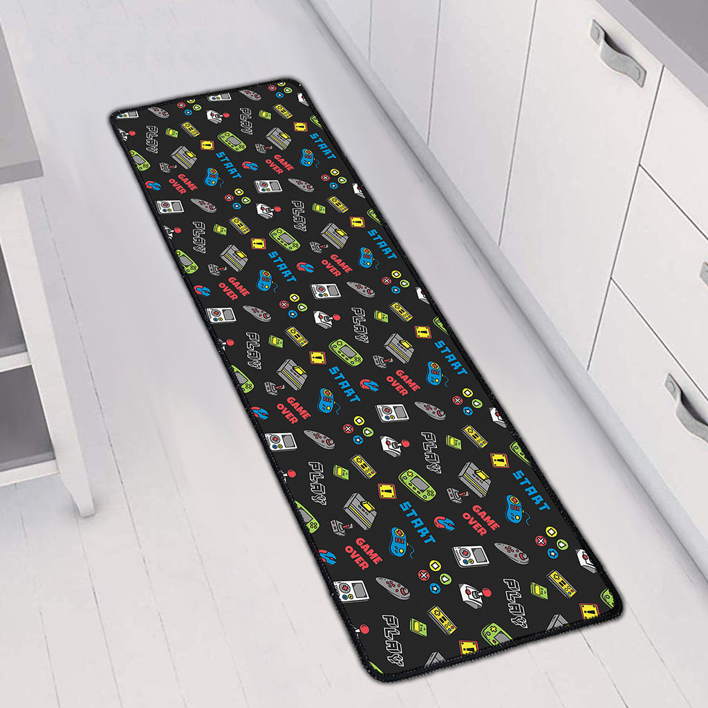 Video Game Gadgets Pattern Print Long Kitchen Mat