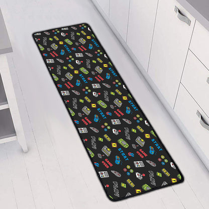 Video Game Gadgets Pattern Print Long Kitchen Mat