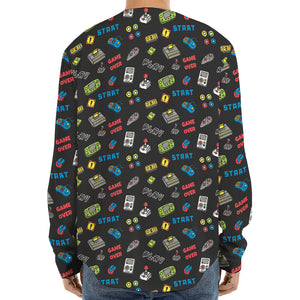 Video Game Gadgets Pattern Print Long Sleeve Baseball Jersey