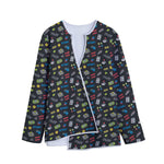 Video Game Gadgets Pattern Print Long Sleeve Short Coat