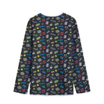 Video Game Gadgets Pattern Print Long Sleeve Short Coat