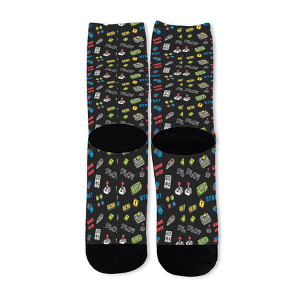 Video Game Gadgets Pattern Print Long Socks