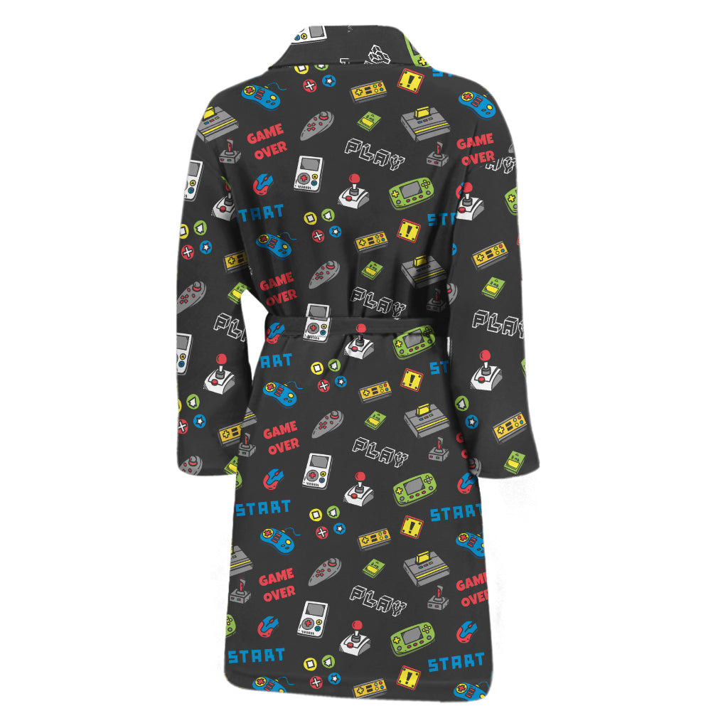 Video Game Gadgets Pattern Print Men's Bathrobe