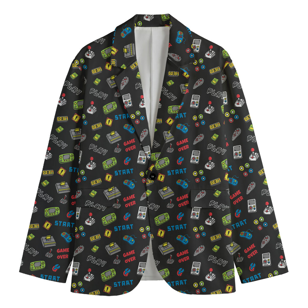 Video Game Gadgets Pattern Print Men's Blazer