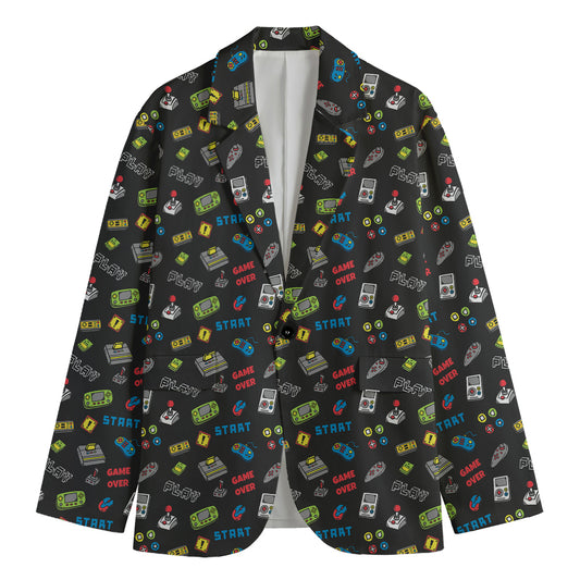 Video Game Gadgets Pattern Print Men's Blazer