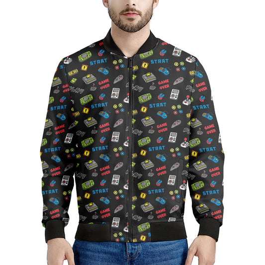 Video Game Gadgets Pattern Print Men's Bomber Jacket