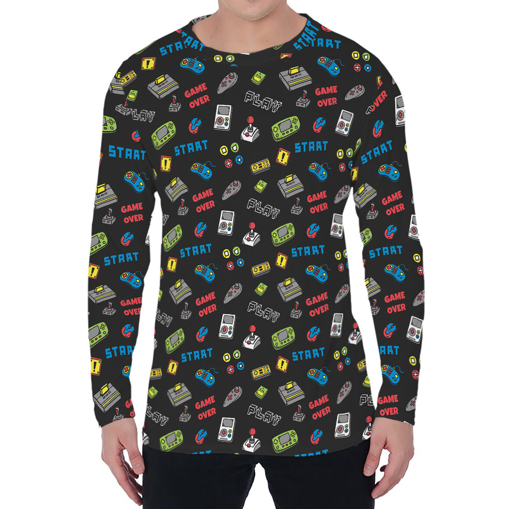Video Game Gadgets Pattern Print Men's Long Sleeve T-Shirt