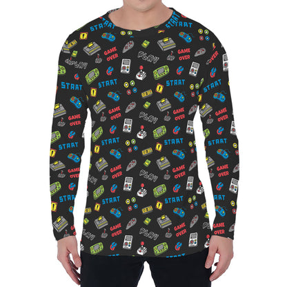 Video Game Gadgets Pattern Print Men's Long Sleeve T-Shirt