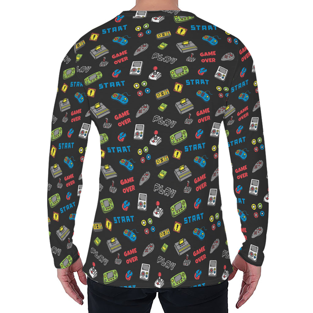 Video Game Gadgets Pattern Print Men's Long Sleeve T-Shirt