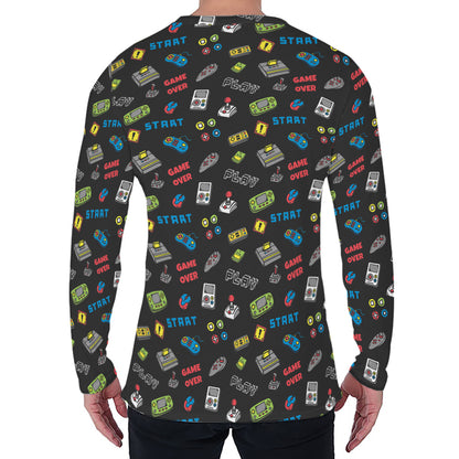 Video Game Gadgets Pattern Print Men's Long Sleeve T-Shirt