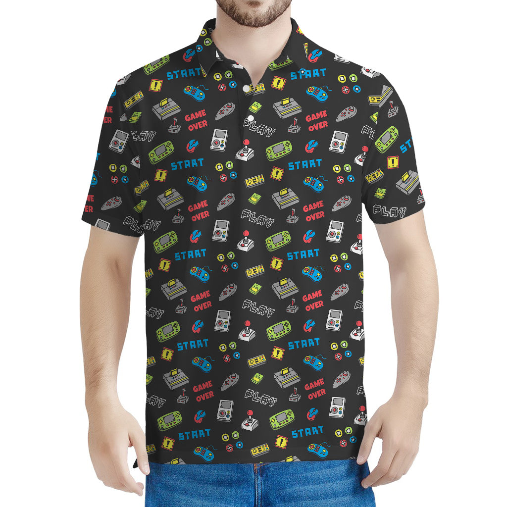 Video Game Gadgets Pattern Print Men's Polo Shirt