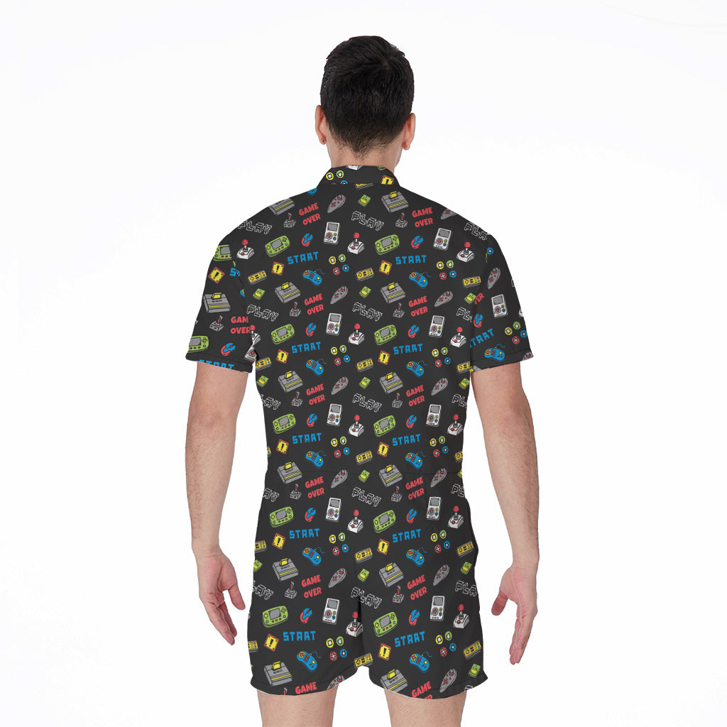 Video Game Gadgets Pattern Print Men's Rompers