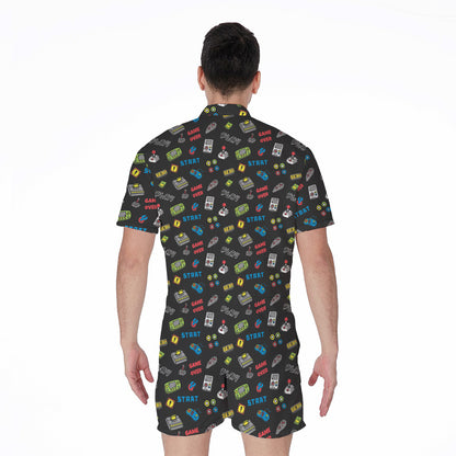 Video Game Gadgets Pattern Print Men's Rompers