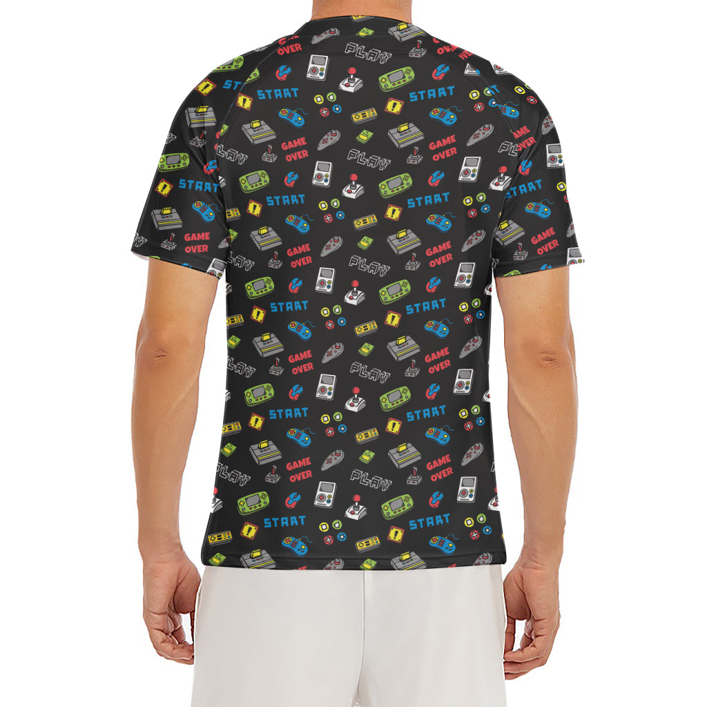 Video Game Gadgets Pattern Print Men's Short Sleeve Rash Guard