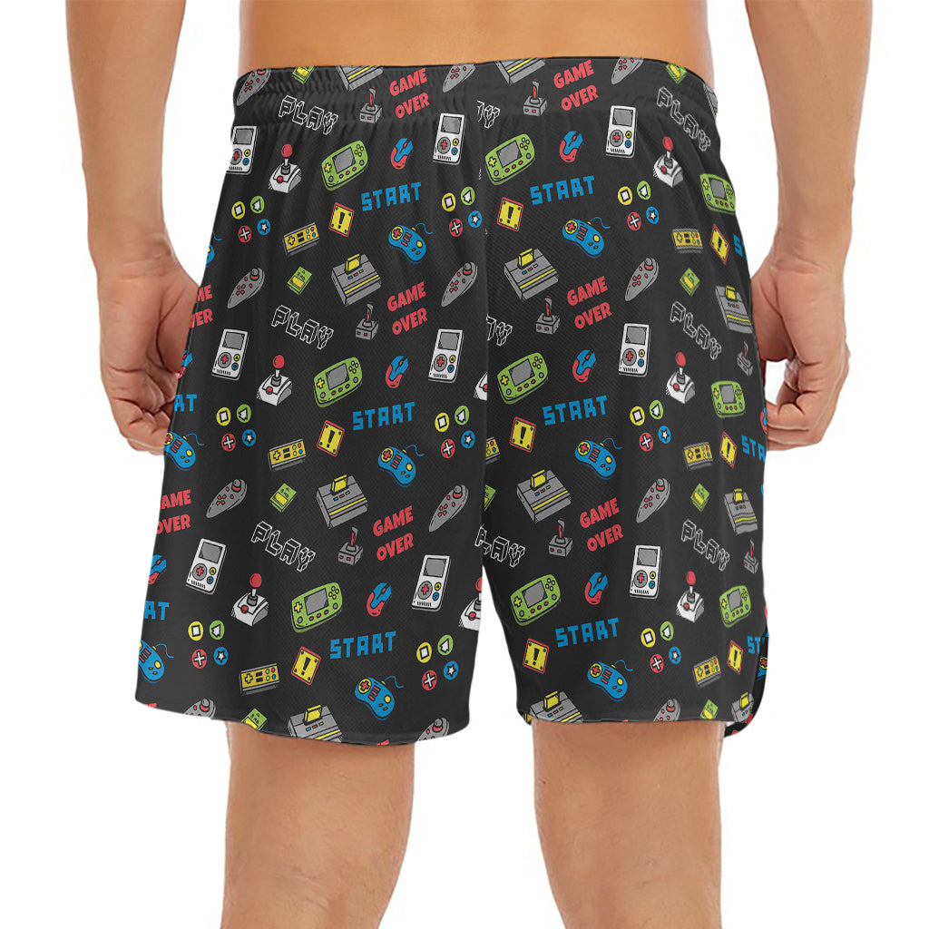 Video Game Gadgets Pattern Print Men's Split Running Shorts