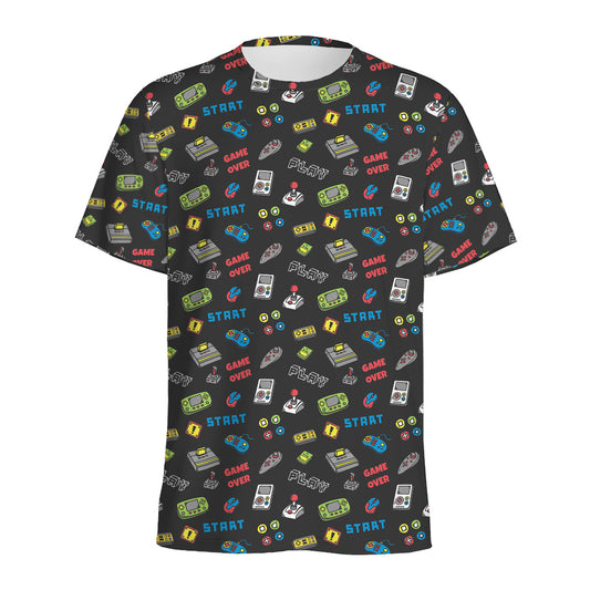 Video Game Gadgets Pattern Print Men's Sports T-Shirt