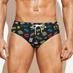 Video Game Gadgets Pattern Print Men's Swim Briefs