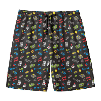 Video Game Gadgets Pattern Print Men's Swim Trunks