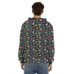 Video Game Gadgets Pattern Print Men's Velvet Pullover Hoodie