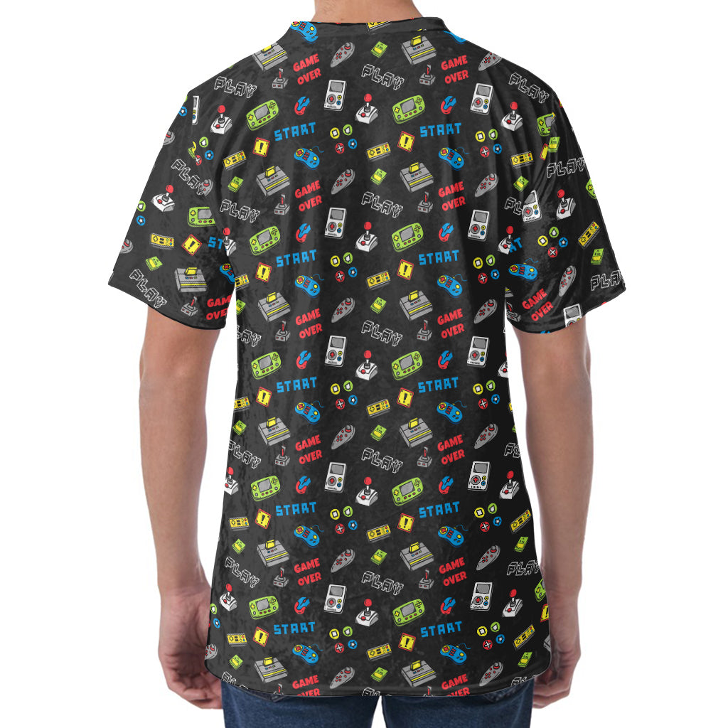 Video Game Gadgets Pattern Print Men's Velvet T-Shirt