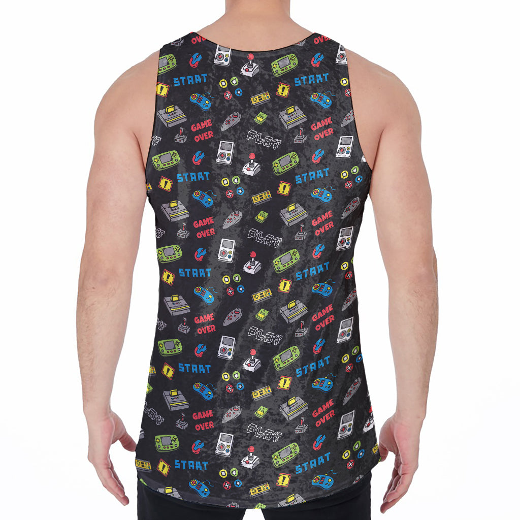 Video Game Gadgets Pattern Print Men's Velvet Tank Top