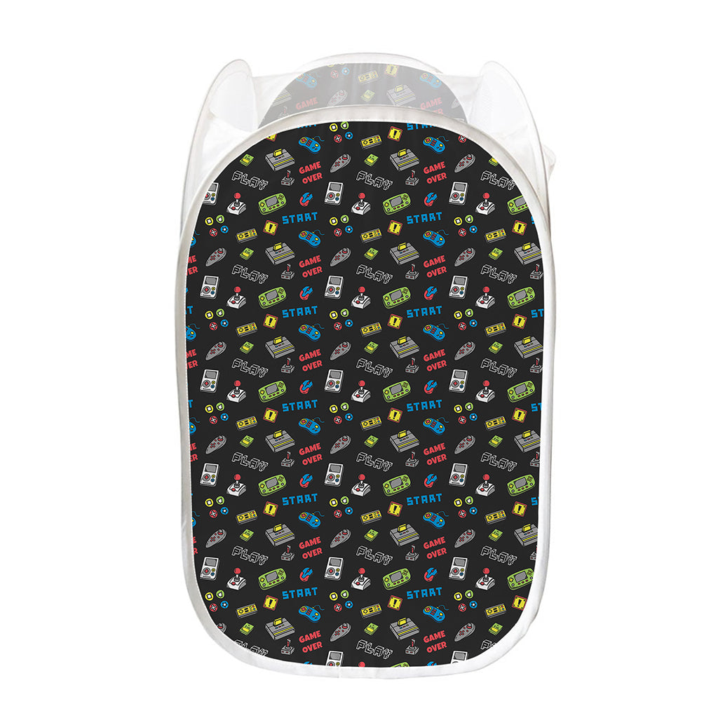 Video Game Gadgets Pattern Print Mesh Laundry Hamper