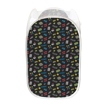 Video Game Gadgets Pattern Print Mesh Laundry Hamper