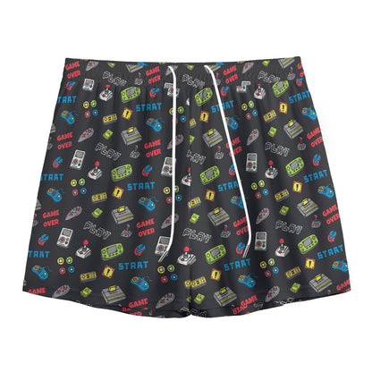 Video Game Gadgets Pattern Print Mesh Shorts