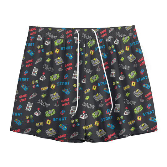 Video Game Gadgets Pattern Print Mesh Shorts
