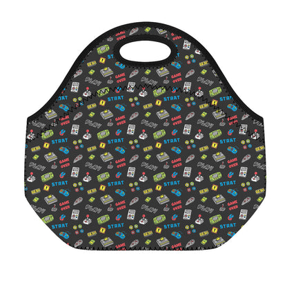 Video Game Gadgets Pattern Print Neoprene Lunch Bag