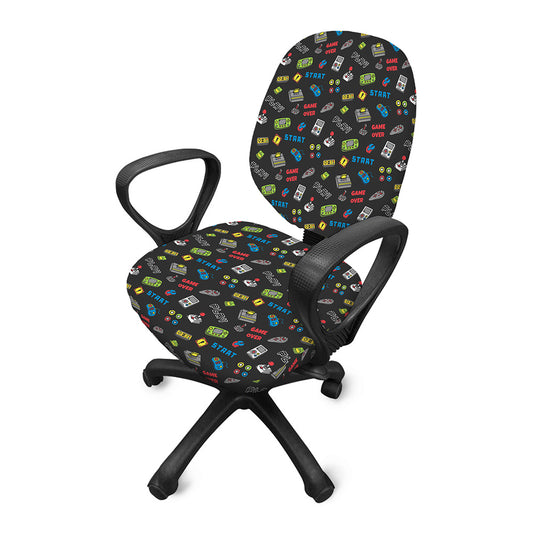 Video Game Gadgets Pattern Print Office Chair Cover