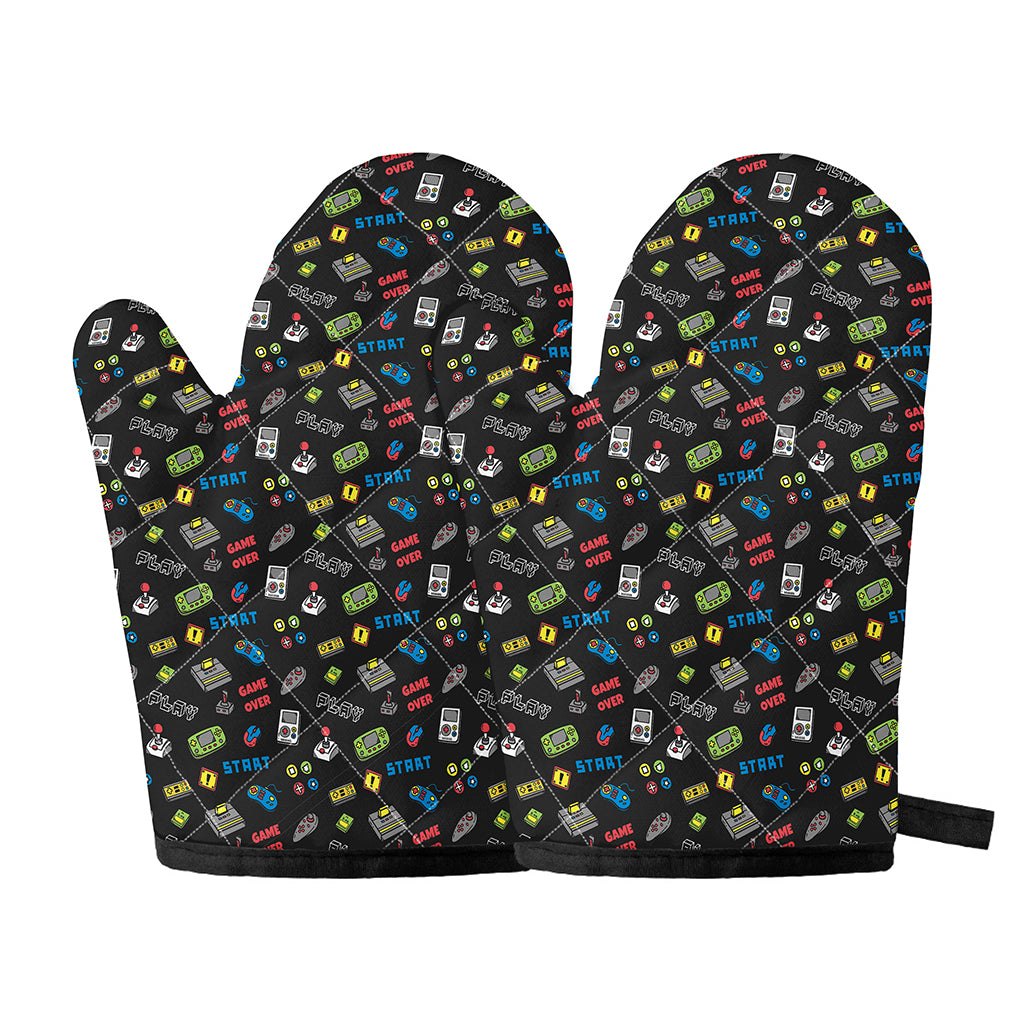 Video Game Gadgets Pattern Print Oven Mitts