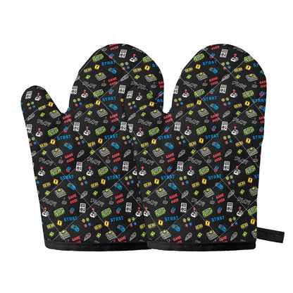 Video Game Gadgets Pattern Print Oven Mitts