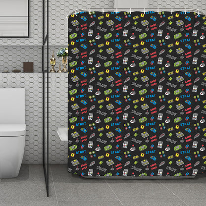 Video Game Gadgets Pattern Print Polyester Shower Curtain
