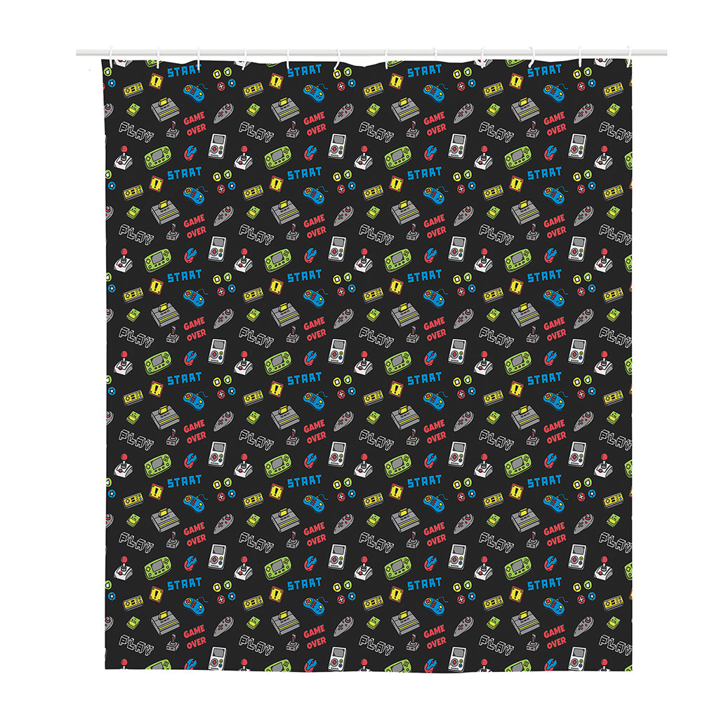 Video Game Gadgets Pattern Print Polyester Shower Curtain
