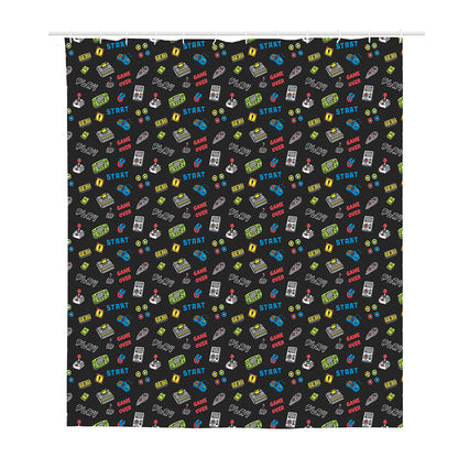 Video Game Gadgets Pattern Print Polyester Shower Curtain