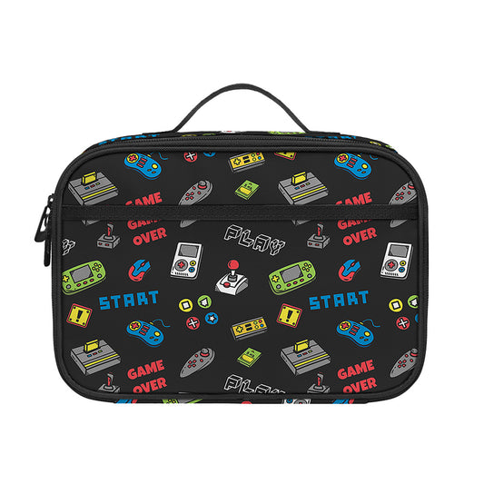 Video Game Gadgets Pattern Print Portable Lunch Bag