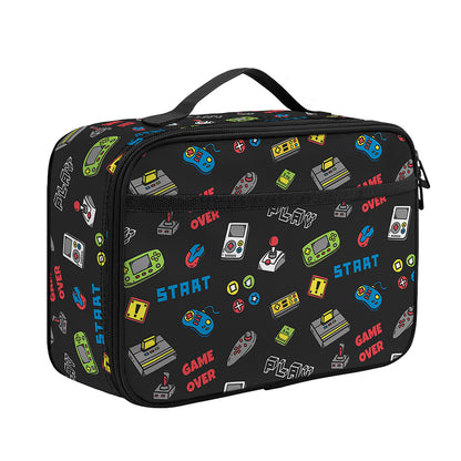 Video Game Gadgets Pattern Print Portable Lunch Bag