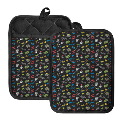 Video Game Gadgets Pattern Print Pot Holders With Pocket