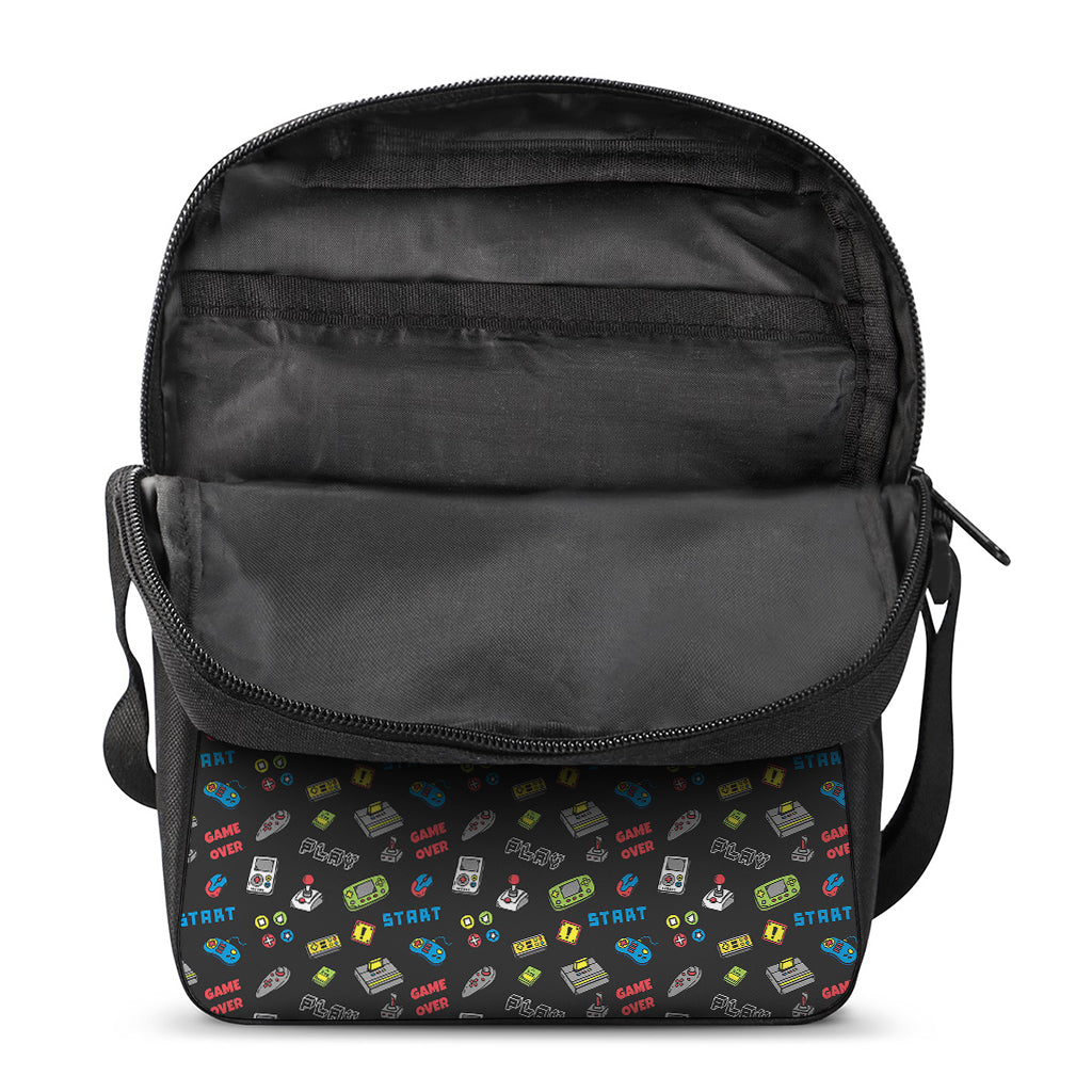 Video Game Gadgets Pattern Print Rectangular Crossbody Bag