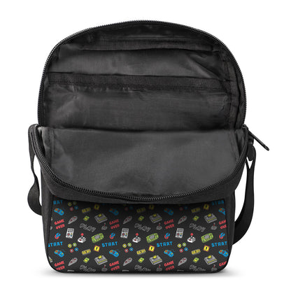 Video Game Gadgets Pattern Print Rectangular Crossbody Bag