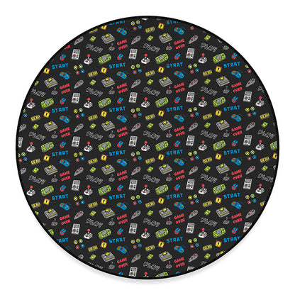 Video Game Gadgets Pattern Print Round Floor Mat