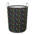 Video Game Gadgets Pattern Print Round Laundry Basket