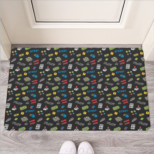 Video Game Gadgets Pattern Print Rubber Doormat