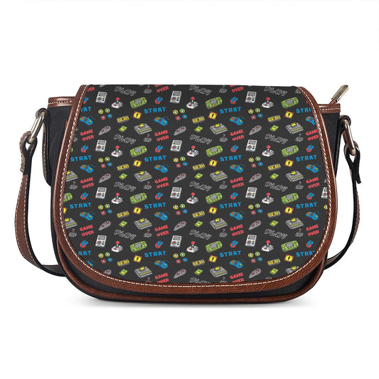 Video Game Gadgets Pattern Print Saddle Bag